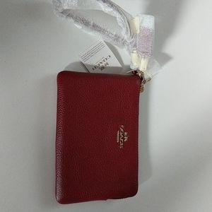 Coach leather corner zip wristlet NEW WITH TAGS